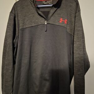 Under Armour Men's Black and Gray Pullover with Red Logo